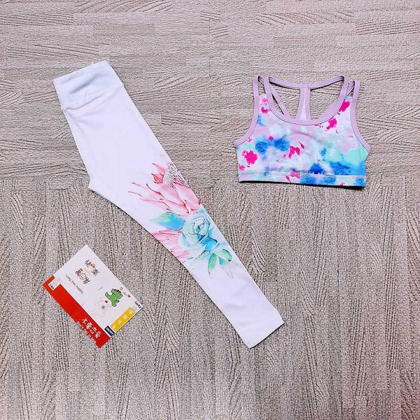 

tracksuits printed children's yoga quick dry sports running breathable dance tight fitness suit, Gray