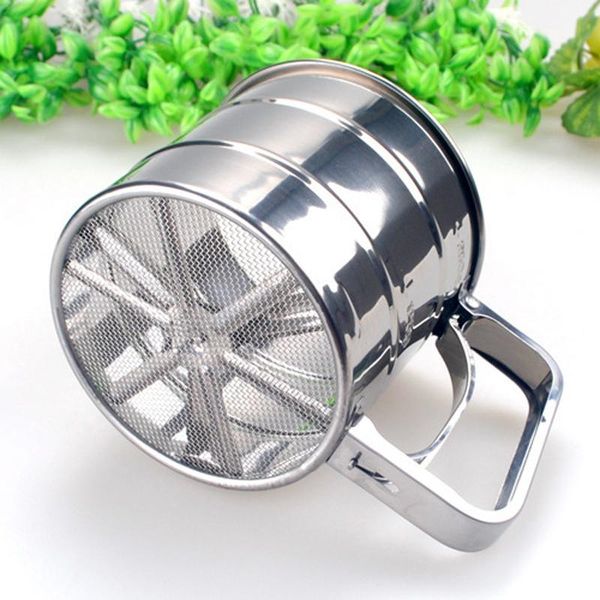 

baking & pastry tools stainless steel shaker sieve cup mesh crank flour sifter with measuring scale for icing sugar kitchen tool