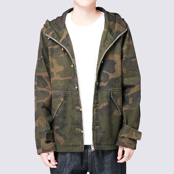 

men's jackets walkwide 2021 tang suit trend retro casual jacket chinese style stand collar camouflage men, Black;brown