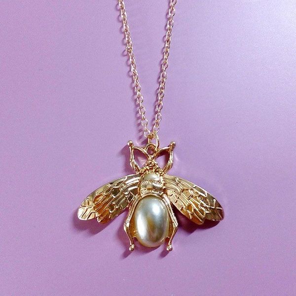 

pendant necklaces ladies girls gold metal chain small bee choker charm necklace jewelry, Silver