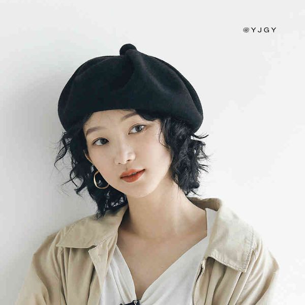 

wool beret female autumn winter stall painter hat lovely pumpkin children, Blue;gray