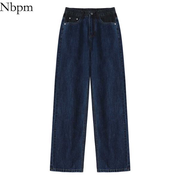 

nbpm fashion loose bottom boyfriend style baggy jeans woman high waist wide leg jeans denim trousers streetwear pants 210529, Blue