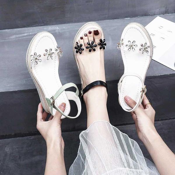 

sandals summer fairy style thick bottom muffin shoes net red diamond lady, Black