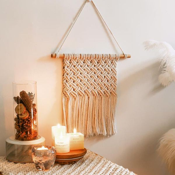 

tapestries nordic simple style tapestry macrame plain hanging wall living room dorm home decoration hand knitting creative ornaments