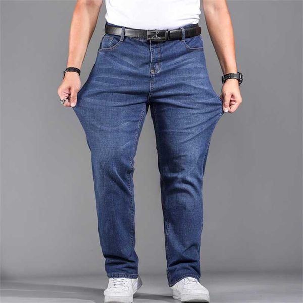 

stretch plus big size 29 - 44 48 90% cotton straight denim jeans men famous brand spring 211108, Blue
