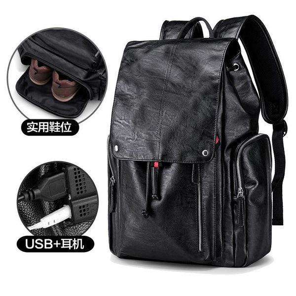 

backpack fashion men's outdoor travel bag waterproof pu leather lapindependent shoe