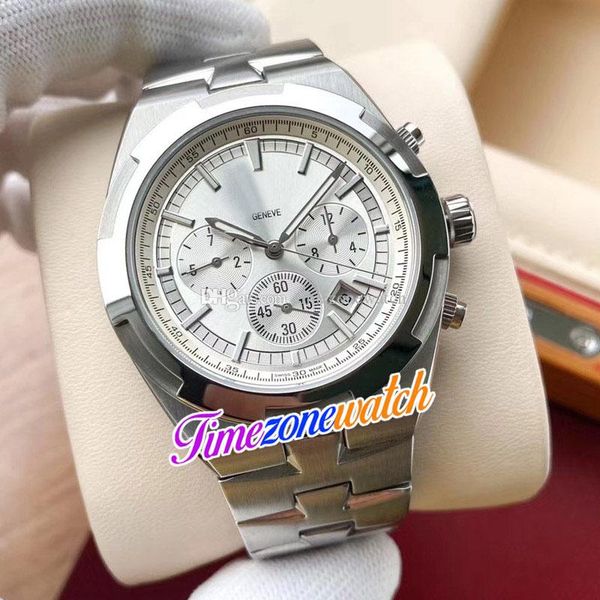 

42mm overseas watches 5500v/110a-b075 5500v white dial automatic mens watch stainless steel bracelet no chronograph twvc timezonewatch e138, Slivery;brown