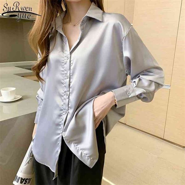 

vintage women and blouse long sleeve woman shirt spring office lady clothes korean with gray white blusas 10541 210421
