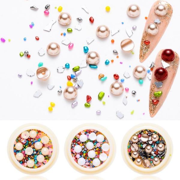 

imitation pearl nail art decoration with resin rhinestones glass diamond beads stones butterfly accessories for manicure nail1, Silver;gold