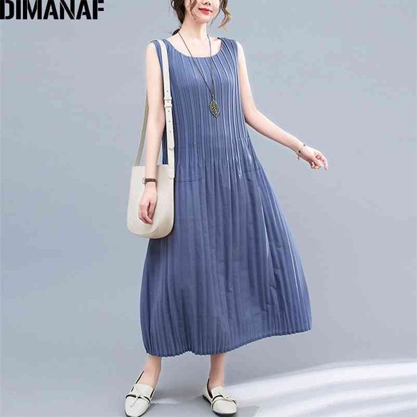 

plus size summer dress elegant sundress pleated fashion women vestidos lady long casual sleeveless oversize 210531, Black;gray