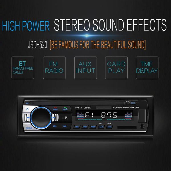 

jsd-520 bluetooth car audio player radio stereo autoradio 12v in-dash fm aux input receiver sd card slot usb mp3 for mmc wma & mp4 players