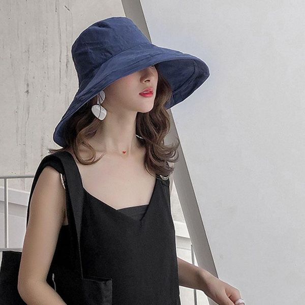 

outdoor hats sunhat women summer beach wide brim sunscreen travel hat rolled double-sided fisherman hv99, Black;white