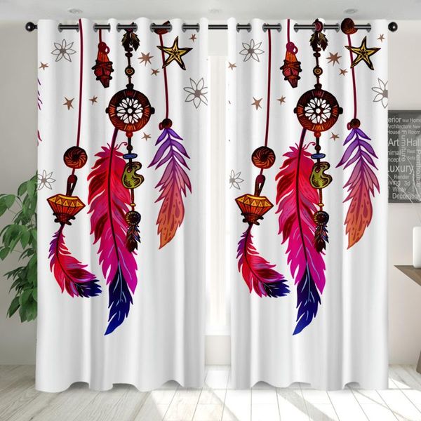 

dream catcher colored feathers windows curtains darkening for living room bedroom decorative kitchen drop curtain & drapes