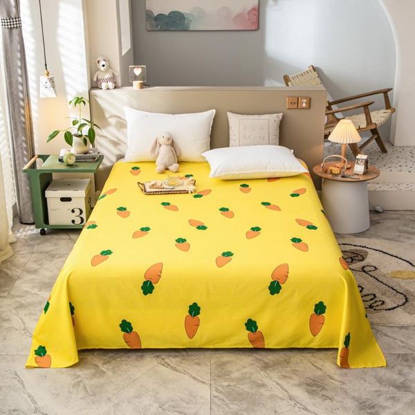 

sheets & sets cartoon yellow carrot design bed sheet sabana flat home soft and comfortable 245*230cm
