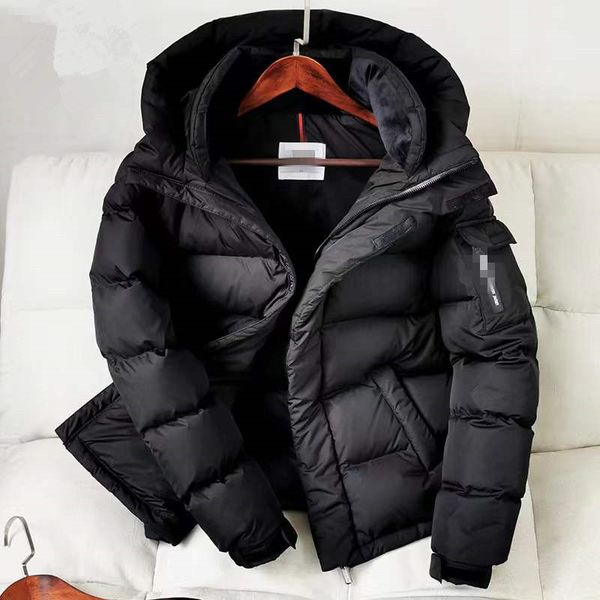 

2021 new couple outfit down jacket men thick warm short hooded casual trend men and women the same style, Black