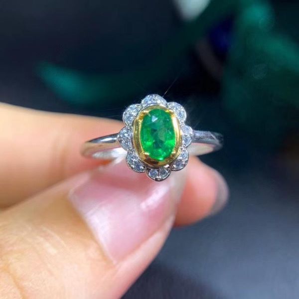 

cluster rings colife jewelry classic emerald ring for engagement 4*6mm 925 silver, Golden;silver