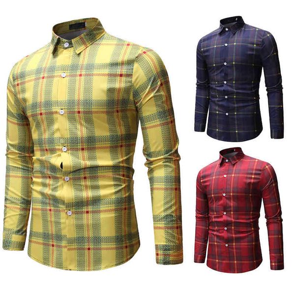 

boutique fashion shirt 2021 plaid large men's long sleeve, White;black