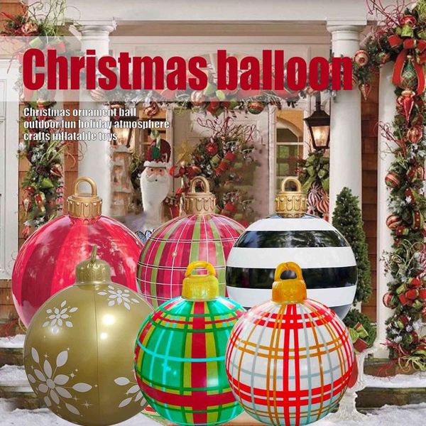 

party decoration 23.6inch inflatable christmas balloon ornaments year outdoors garden pvc decorative balls xmas toys est
