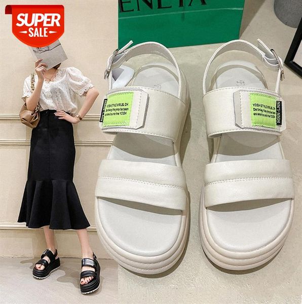 

platform sandals women's european station one word buckle shoes trend #hc5a, Black