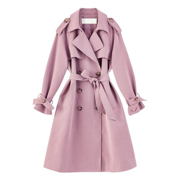 

women trench coat turn down collar loose style women long trench femme women oversized coat casaco abrigo streetwear 210812, Tan;black