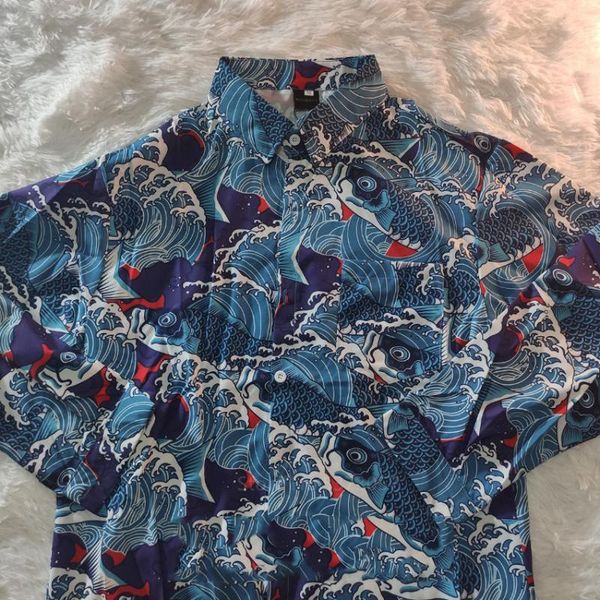 

ethnic clothing japanese style streetwear fashion traditional kimono men women cosplay vintage long sleeve floral printing shirt yukata, Red