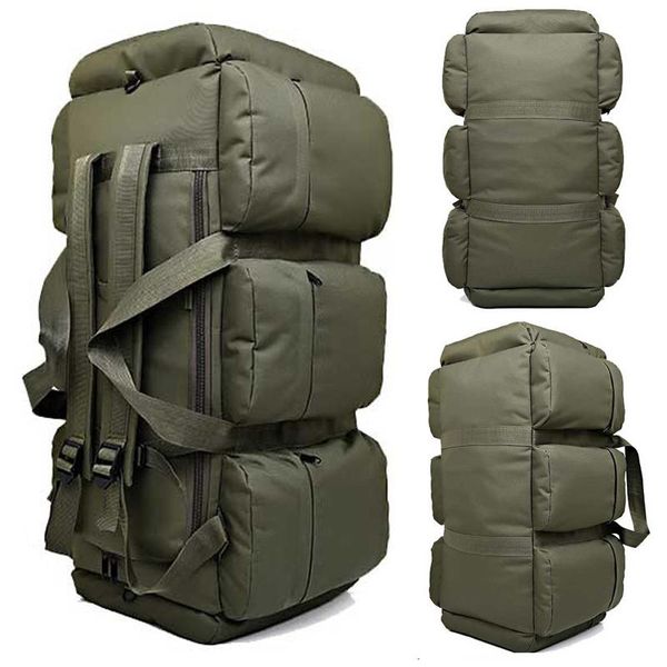 Sacos ao ar livre 2021 de alta qualidade 90L grande capacidade viagem militar Oxford / Canvas mochila camuflagem mochila saco à prova d'água