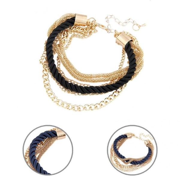 

bangle luxury sturdy multilayer braided lady beautiful bracelet jewelry accessories, Black