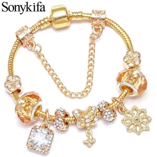 

charm bracelets zirconia beads bracelet for women with silver chain fine bangles gift drop, Golden;silver