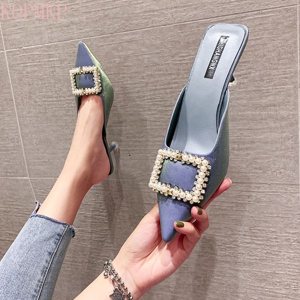 

new blue pointed toe women bridal wedding shoes rhinestone crystal shallow pumps stiletto high heel sandals, Black