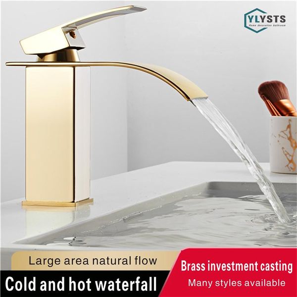 

bathroom sink faucets waterfall golden faucet wash basin cold and t