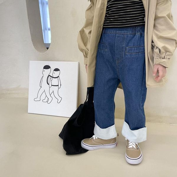 

jeans children's girl's autumn korean casual pants straight trouser for children designer 6-45, Blue