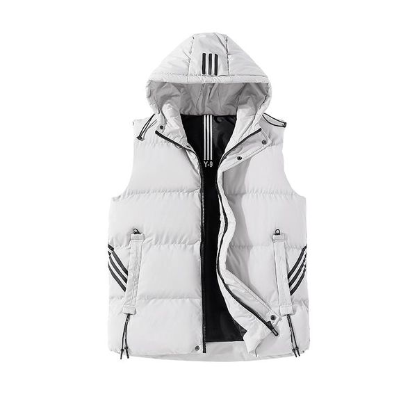

men's vests -selling white mens winter vest warm hooded men casual waistcoat sleeveless jackets thicken parkas 4xl, Black;white