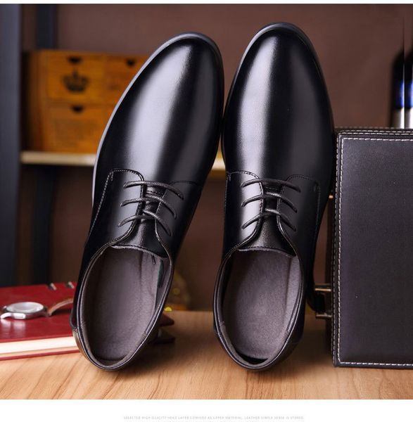 

men wedding shoes microfiber leather formal business pointed toe for man dress shoes mens oxford flats size 39-44, Black