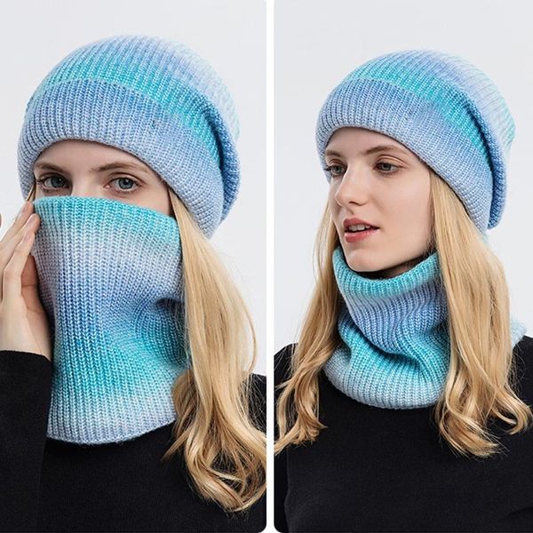 

beanies winter beanie scarf set hat neck warmer outdoor gradient head
