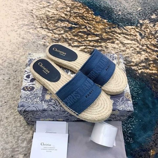 

spring and summer 2021 new fisherman shoes canvas embroidery rattan weaving leisure lady lazy flip flop zlh, Black