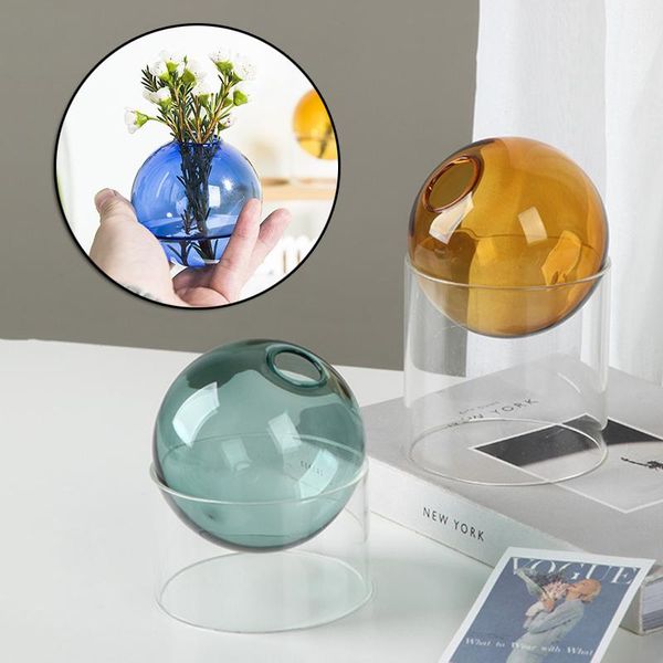 

vases glass vase hydroponic color round home decoration living room mini deskornaments uacr decor