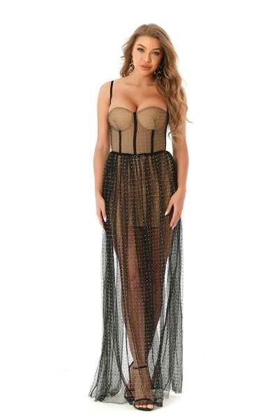 

casual dresses women spaghetti strap strapless white beading floor-length celebrity evening club party dress, Black;gray