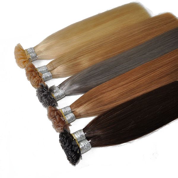 

prebonded inhair grade 8a hair extensions italian keratin flat tip in hairextension 1g s 200s lot dhl, Black