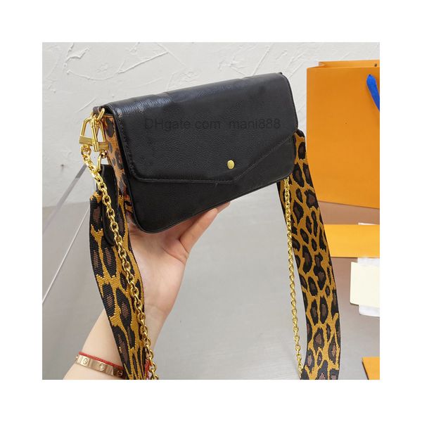 

chain crossbody bag shoulder handbag purse multi pochette clutch bags embossed leather leopard printed patchwork color envelope pouch two