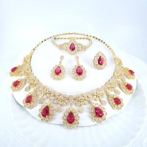 

earrings & necklace 2021 fashion retro red czzircon golden earring bracelet ring wedding bridal banquet dinner dressing jewelry set, Silver