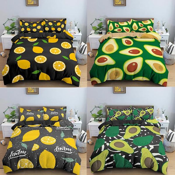 

bedding sets tropical fruit set duvet cover with pillowcase orange/avocado quilt  king kids boy home textile