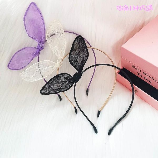 

korean version of ear lace fashion hair bandsuperfairychildren clip edge cute simplepressurheadband accessories, Slivery;white