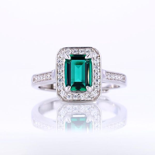 

sterling silver wedding ring hydrothermal emerald cluster rings, Golden;silver