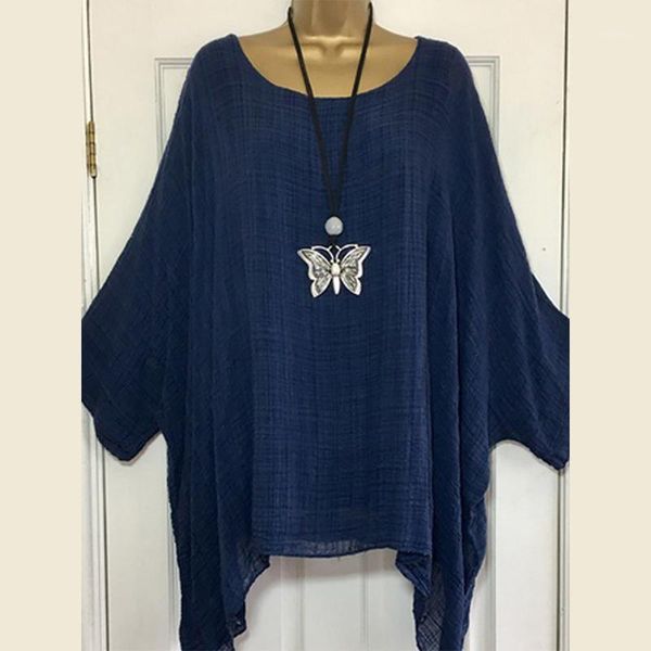 

solid casual oversize women shirts autumn loose batwing long sleeve shirt asymmetric o neck womens and blouse plus size 5xl women's bl, White