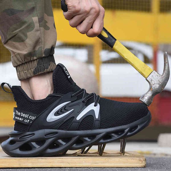 

dress shoes work safety boots steel toe indestructible sneakers male lightweight men c63g, Black