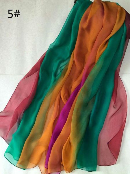 

scarves [slkscf] 185x110cm fashion silk gradient rainbow chiffon scarf real pashmina muslim hijabs capes, Blue;gray