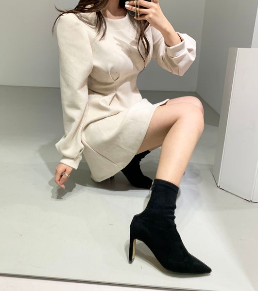

dress retro tight autumn and winter , high waist, long sleeves, casual, loose, party, 2021, Black;gray