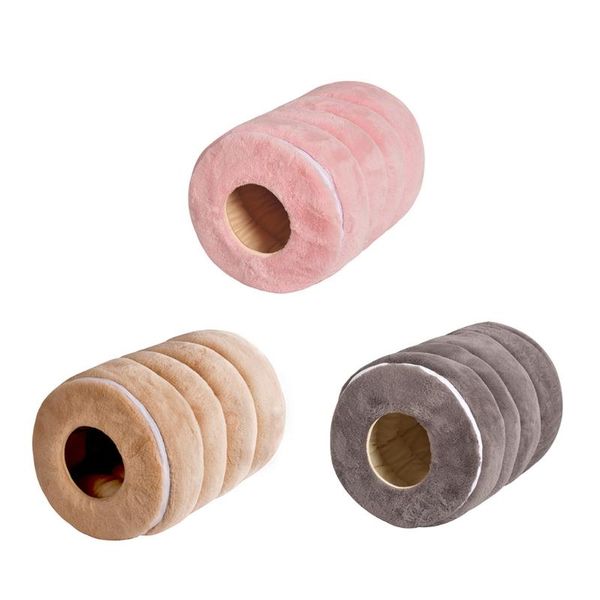

cylindrical pet bed round comfortable small medium pets ultra soft warming indoor cat beds & furniture