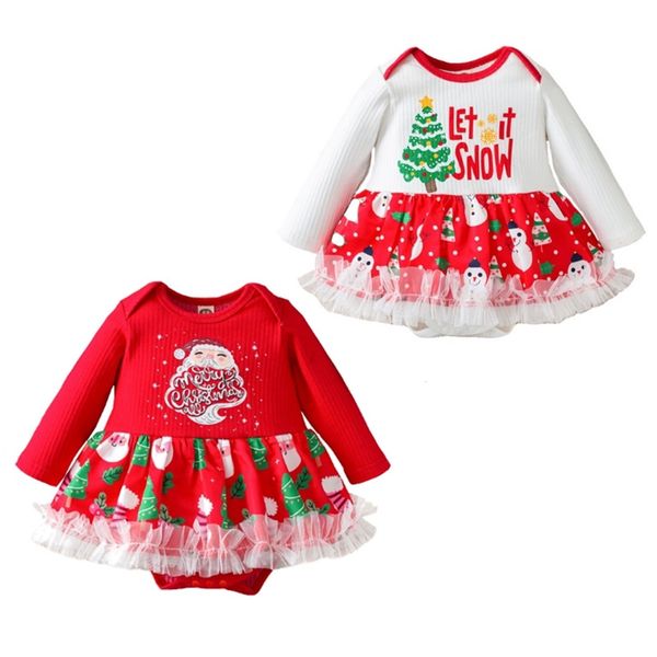 

girl's dresses christmas newborn baby girl long sleeve print tutu bodysuit dress one pieces xmas clothes 1027, Red;yellow