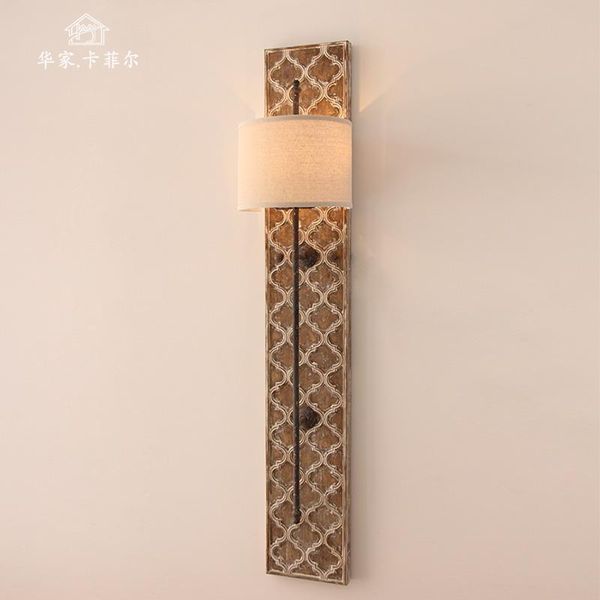 

wall lamp american country villa living room corridor aisle lamps made of old solid wood art carved long